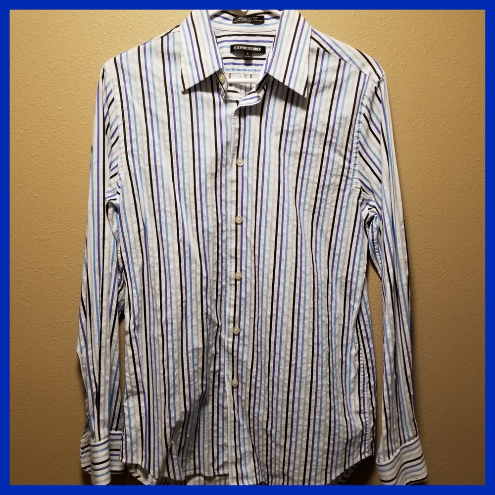 Men's Express Modern Fit Striped Dress Shirt